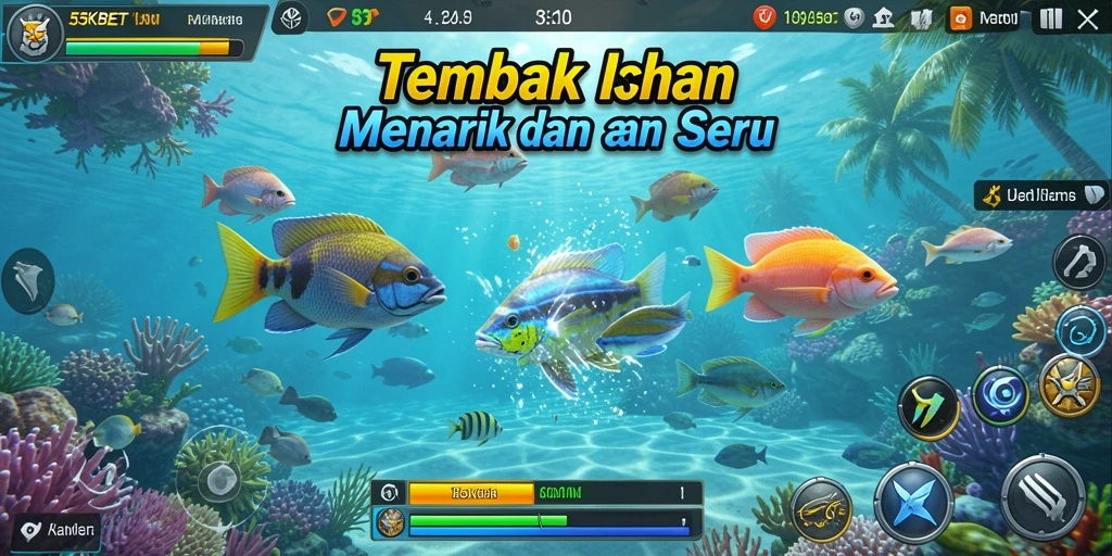 Tampilan gameplay menarik saat berburu ikan di 55KBET.