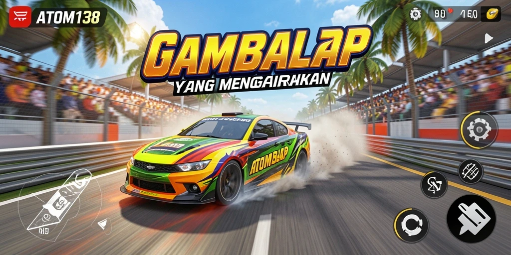 Skrinsut gameplay ATOM138 dengan aksi balap yang seru.