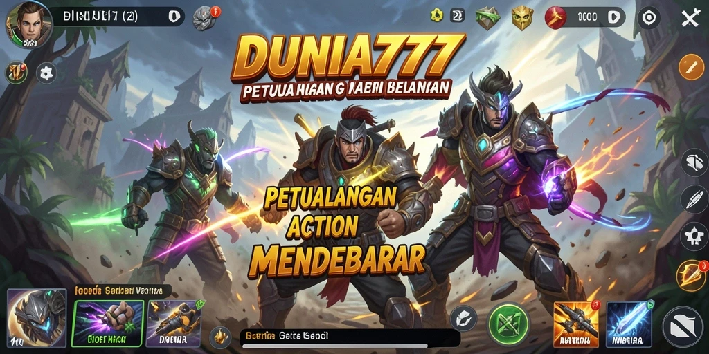 Tampilan gameplay DUNIA777 yang penuh aksi dan petualangan mendebarkan.