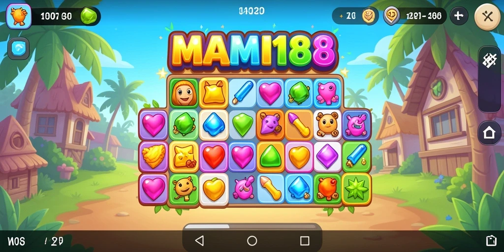 Screenshot MAMI188 menampilkan gameplay Match-3 yang dinamis dan seru.