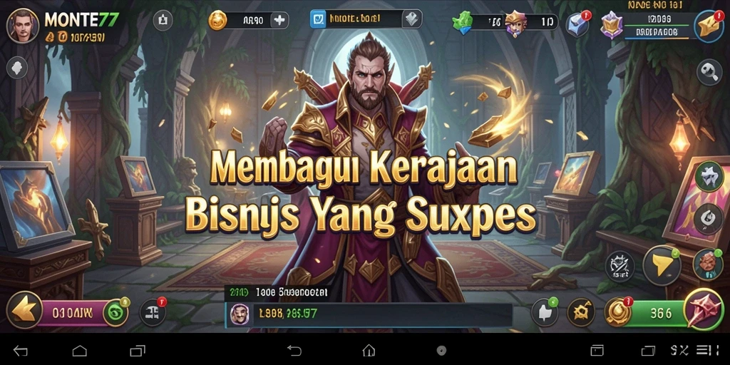 Screenshot gameplay menarik dari MONTE77 yang menampilkan manajemen bisnis.