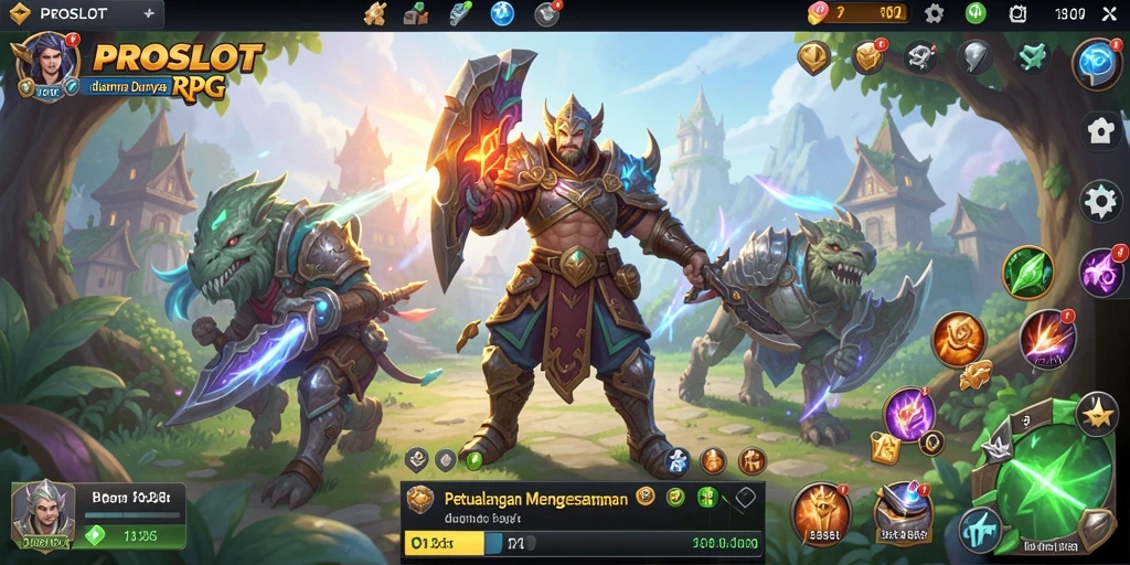 Screenshot PROSLOT menunjukkan aksi seru dalam pertarungan RPG.