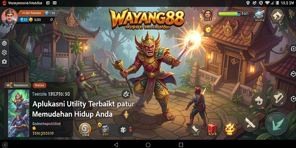 Tampilan utama WAYANG88 dengan berbagai fitur Utility yang mudah diakses.